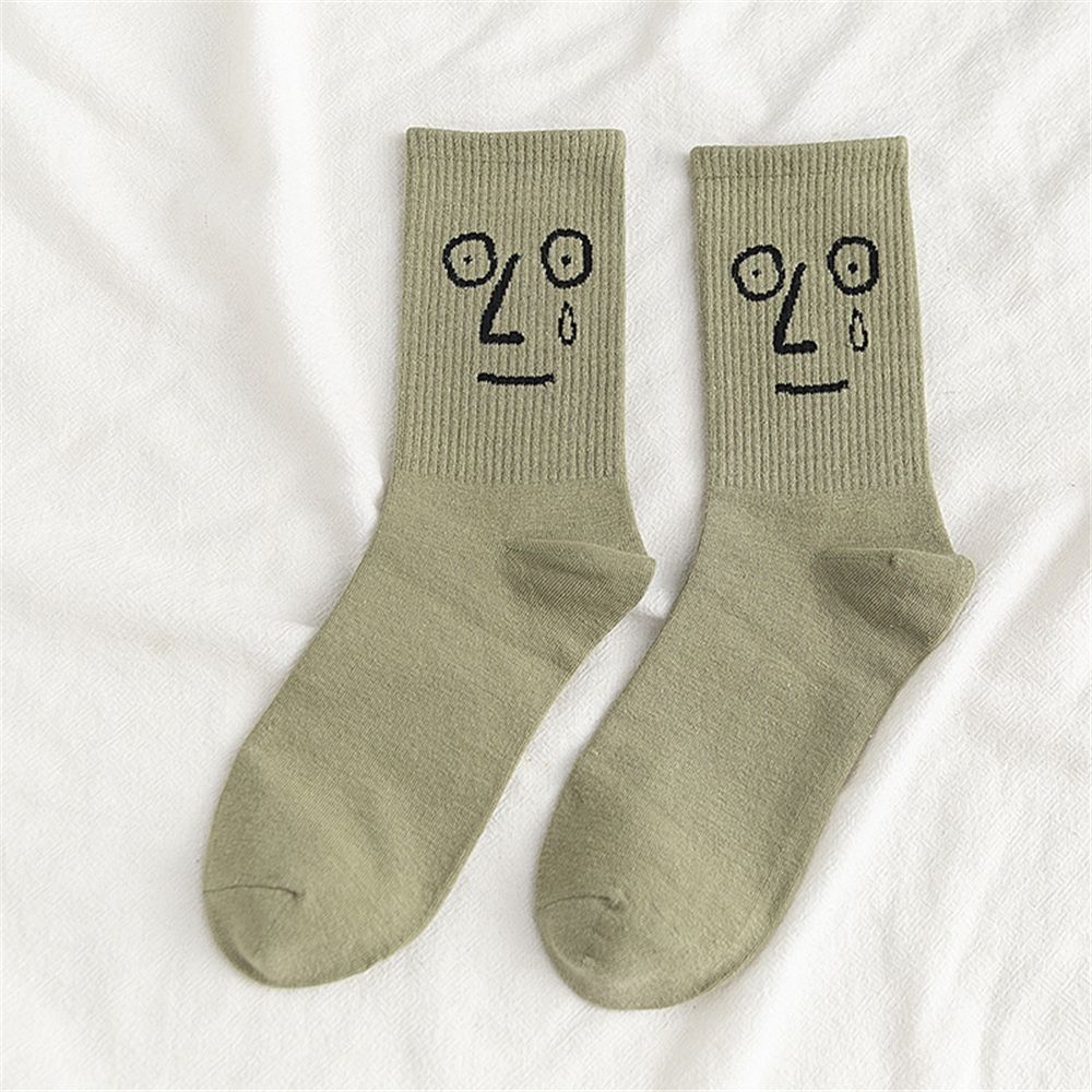 Anysox 5 Pairs One Size 5-9 Green Unisex Wacky Expressions Style Trend Surprise Socks With Candy Colors Funny, Kawaii, Happy Girls Socks For Women-Socks-PEROZ Accessories