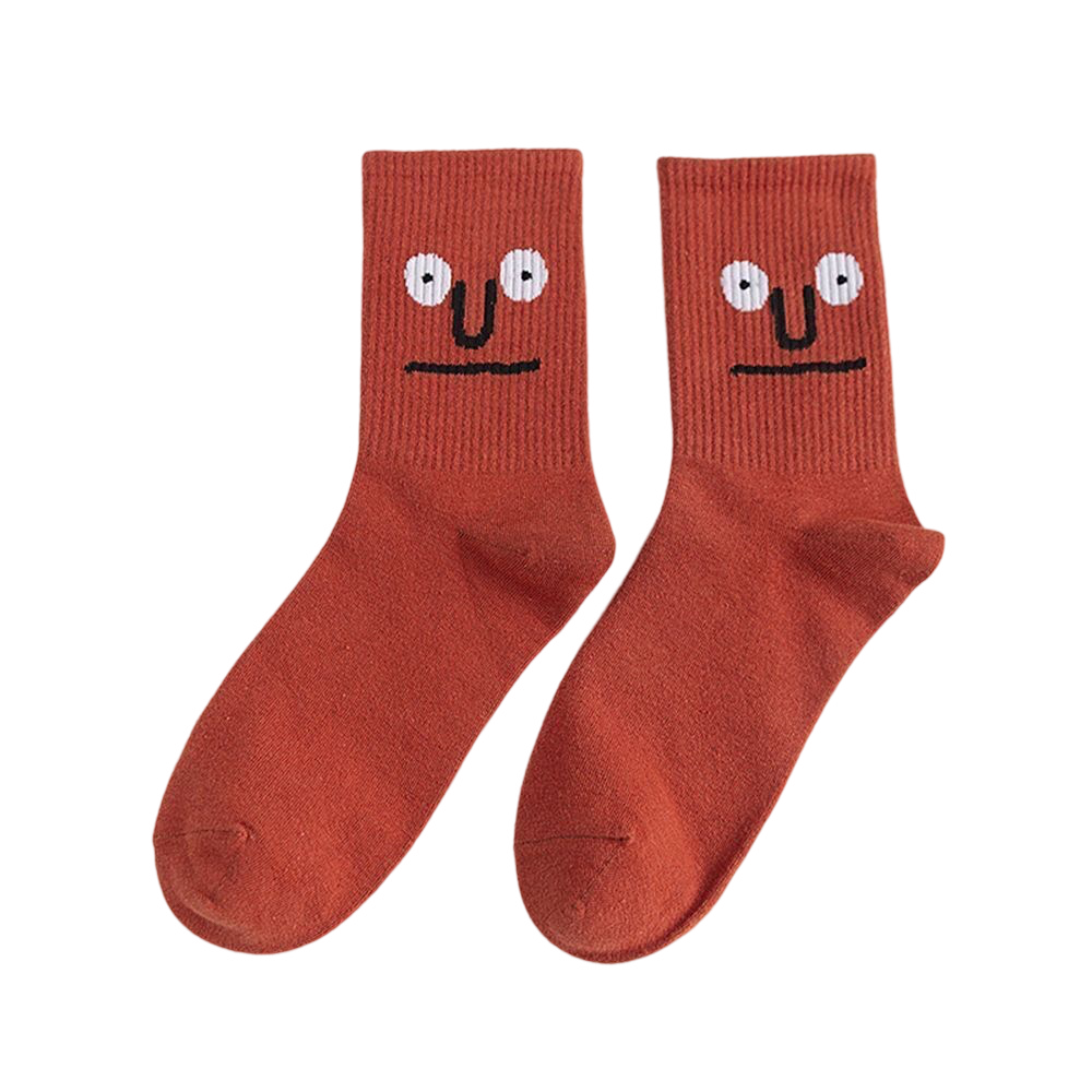 Anysox 5 Pairs One Size 5-9 Red Unisex Wacky Expressions Style Trend Surprise Socks With Candy Colors Funny, Kawaii, Happy Girls Socks For Women-Socks-PEROZ Accessories