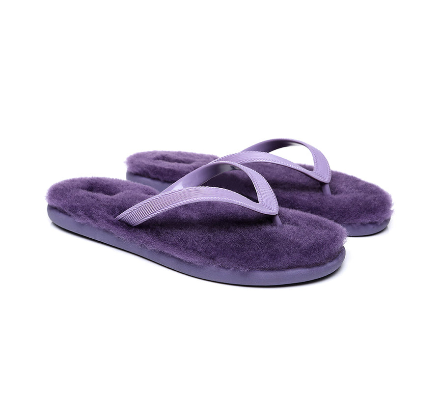 Australian Shepherd UGG Fluffy Thong Sigma Sheepskin Wool-Thongs-PEROZ Accessories