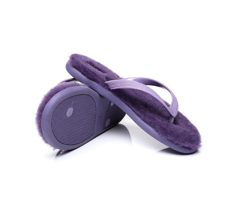 Australian Shepherd UGG Fluffy Thong Sigma Sheepskin Wool-Thongs-PEROZ Accessories