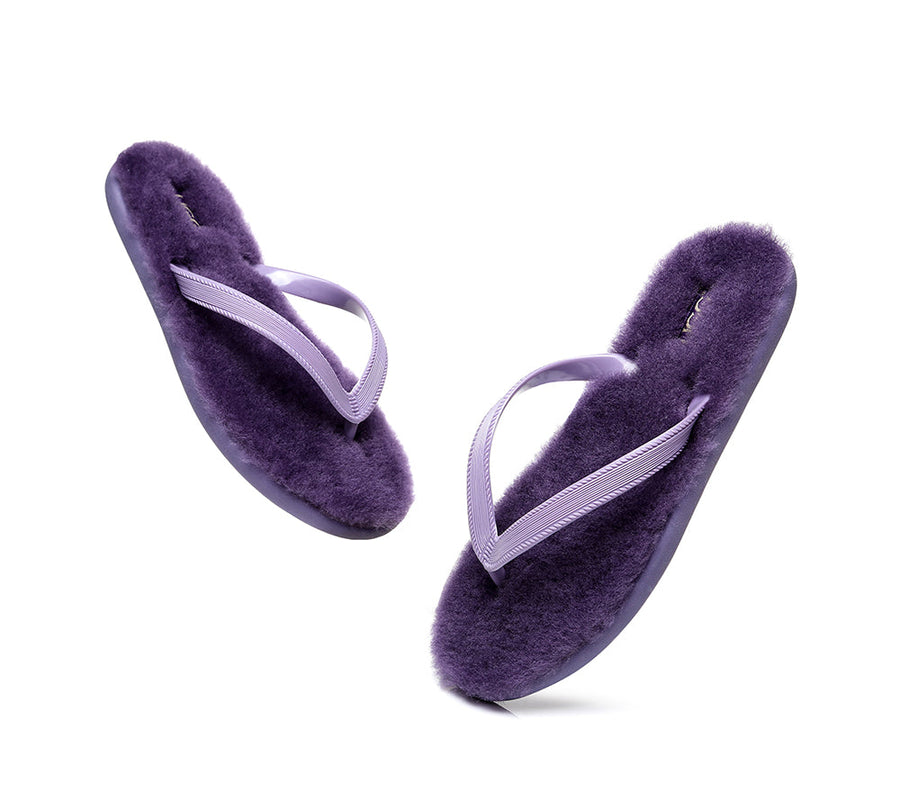 Australian Shepherd UGG Fluffy Thong Sigma Sheepskin Wool-Thongs-PEROZ Accessories