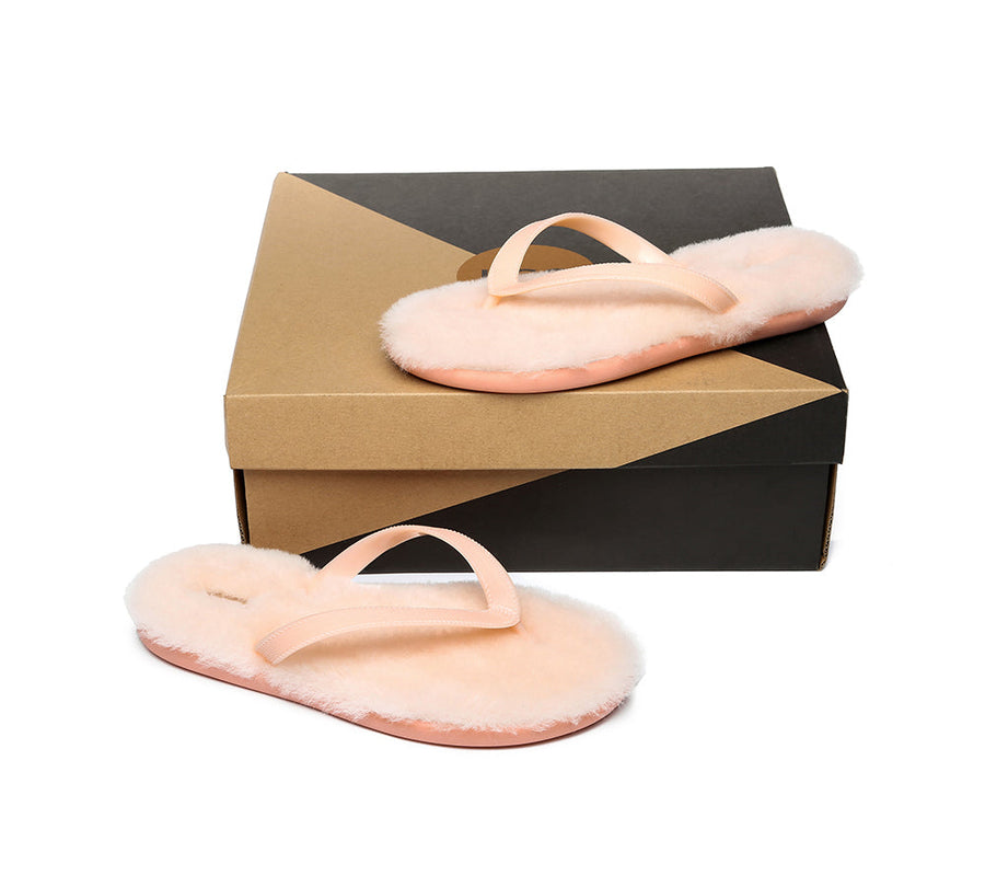 Australian Shepherd UGG Fluffy Thong Sigma Sheepskin Wool-Thongs-PEROZ Accessories
