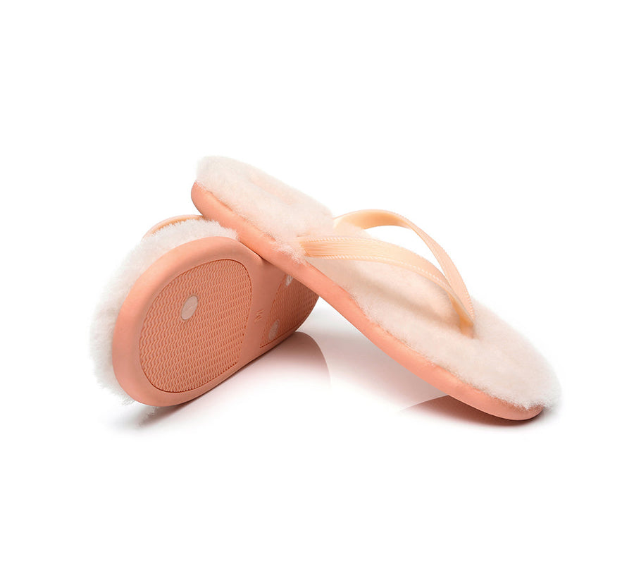 Australian Shepherd UGG Fluffy Thong Sigma Sheepskin Wool-Thongs-PEROZ Accessories