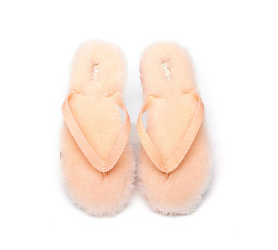 Australian Shepherd UGG Fluffy Thong Sigma Sheepskin Wool-Thongs-PEROZ Accessories