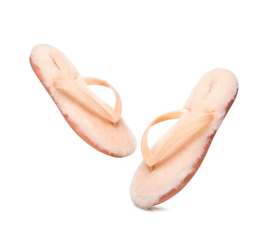 Australian Shepherd UGG Fluffy Thong Sigma Sheepskin Wool-Thongs-PEROZ Accessories