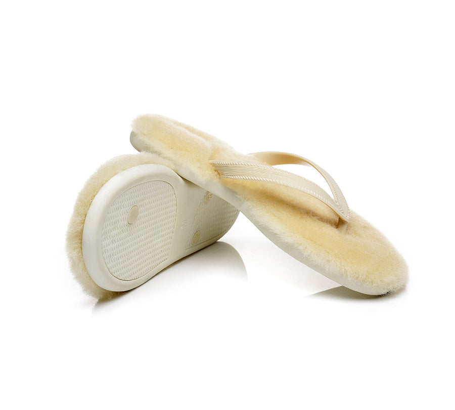 Australian Shepherd UGG Fluffy Thong Sigma Sheepskin Wool-Thongs-PEROZ Accessories