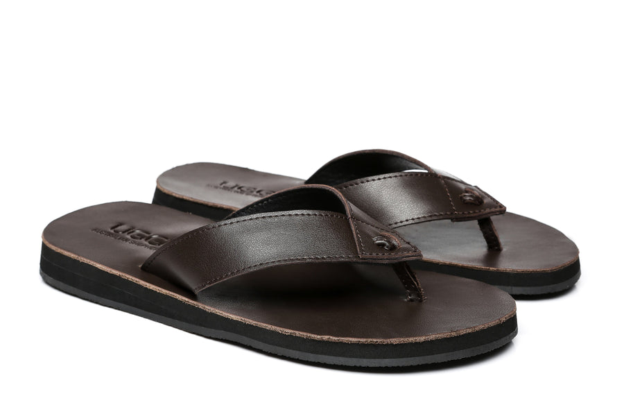 Australian Shepherd Murphy Unisex Leather Slides Thong-Slides-PEROZ Accessories