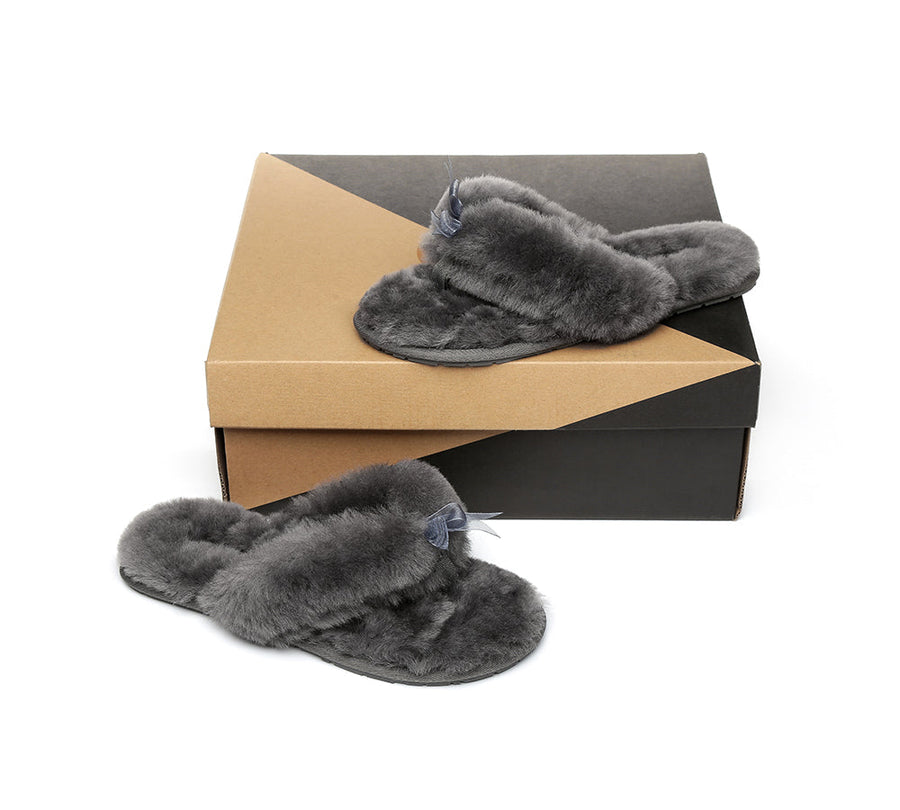 Australian Shepherd AS UGG Women Fluffy Slides Thongs Cinderella-Slides-PEROZ Accessories