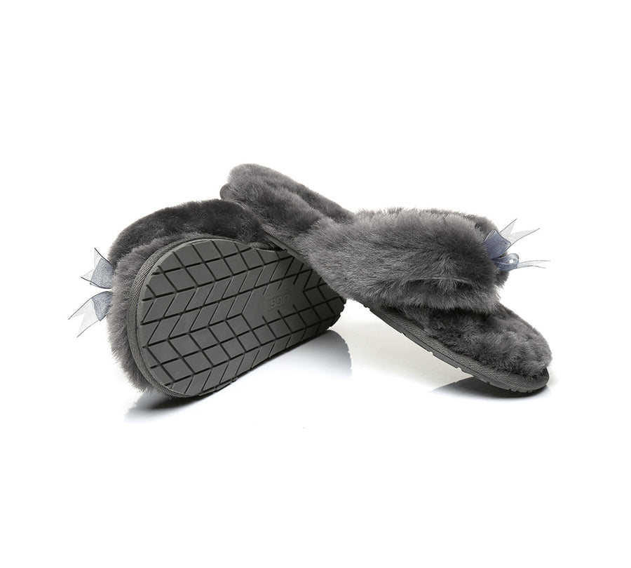 Australian Shepherd AS UGG Women Fluffy Slides Thongs Cinderella-Slides-PEROZ Accessories