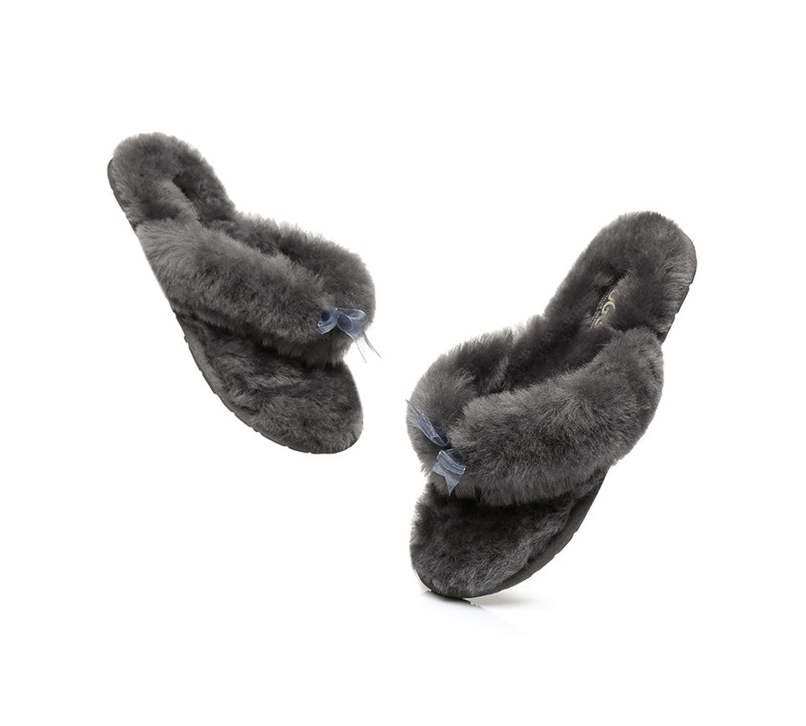 Australian Shepherd AS UGG Women Fluffy Slides Thongs Cinderella-Slides-PEROZ Accessories