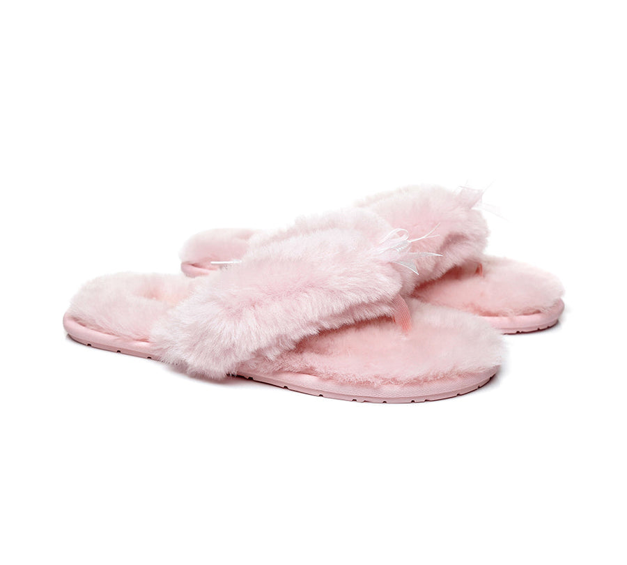 Australian Shepherd AS UGG Women Fluffy Slides Thongs Cinderella-Slides-PEROZ Accessories