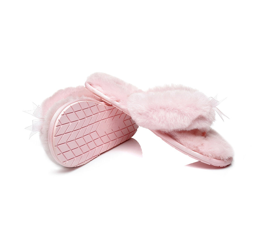 Australian Shepherd AS UGG Women Fluffy Slides Thongs Cinderella-Slides-PEROZ Accessories