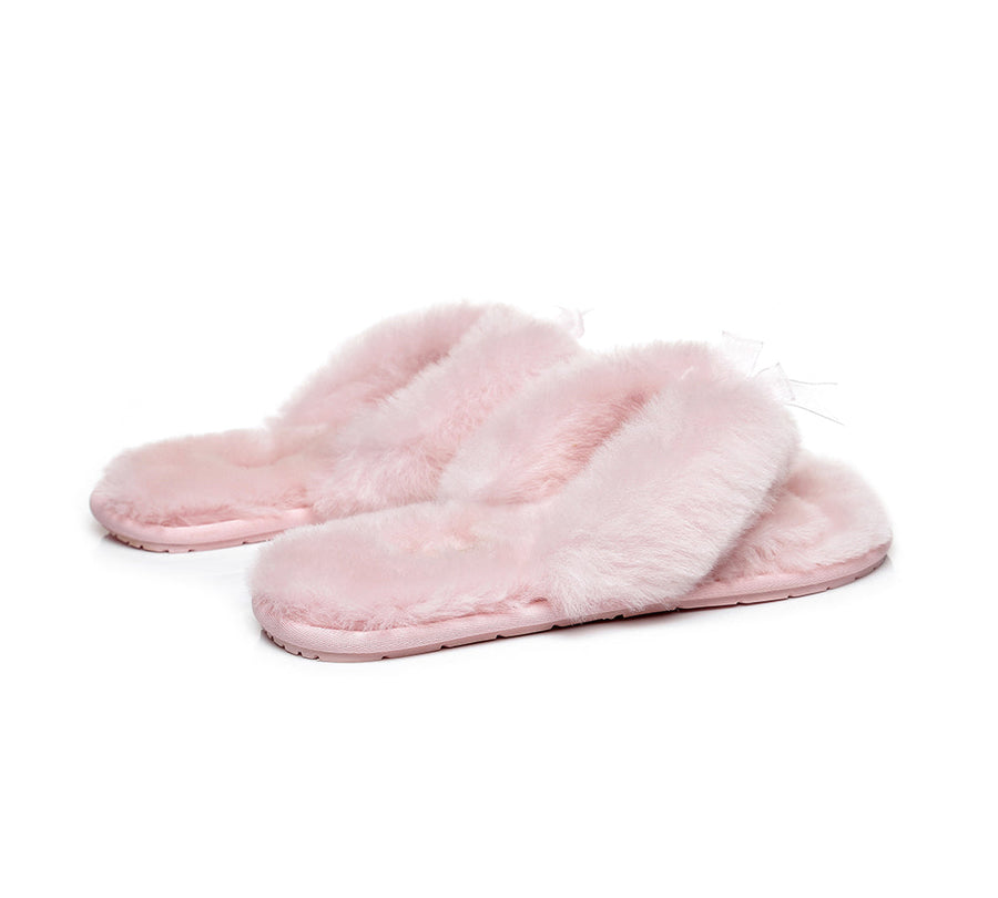 Australian Shepherd AS UGG Women Fluffy Slides Thongs Cinderella-Slides-PEROZ Accessories
