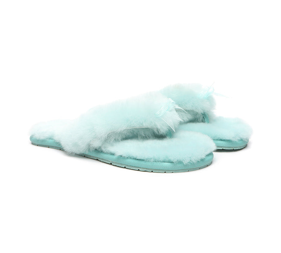 Australian Shepherd AS UGG Women Fluffy Slides Thongs Cinderella-Slides-PEROZ Accessories