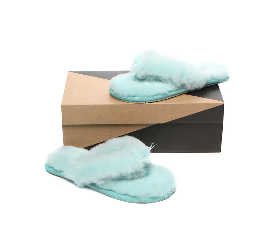 Australian Shepherd AS UGG Women Fluffy Slides Thongs Cinderella-Slides-PEROZ Accessories