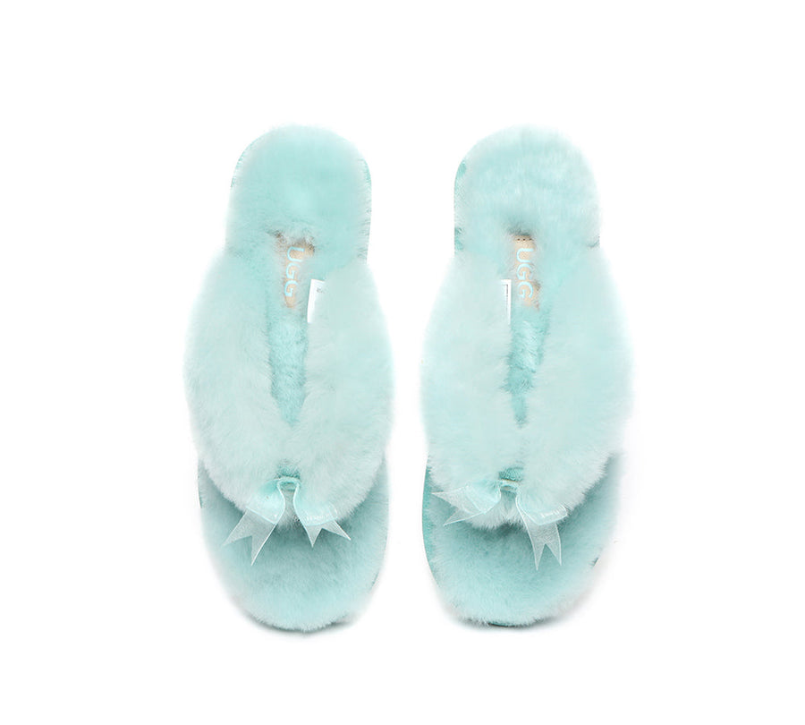 Australian Shepherd AS UGG Women Fluffy Slides Thongs Cinderella-Slides-PEROZ Accessories
