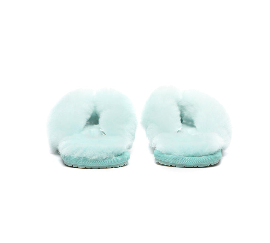 Australian Shepherd AS UGG Women Fluffy Slides Thongs Cinderella-Slides-PEROZ Accessories