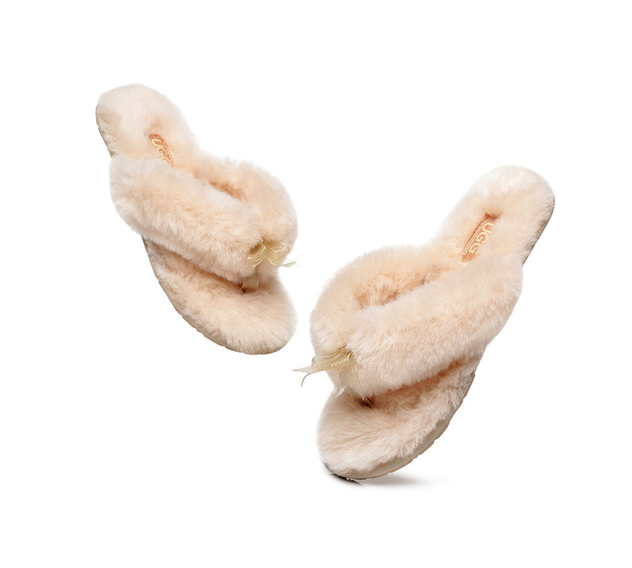 Australian Shepherd AS UGG Women Fluffy Slides Thongs Cinderella-Slides-PEROZ Accessories
