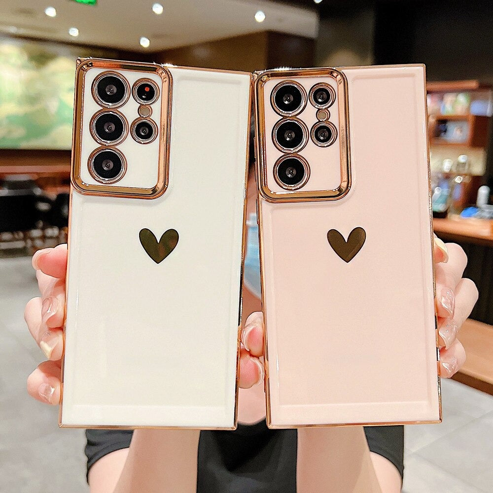 Anymob Samsung Beige Soft Point Edge Silicone Phone Case Love Heart Cover Compatible-Mobile Phone Cases-PEROZ Accessories