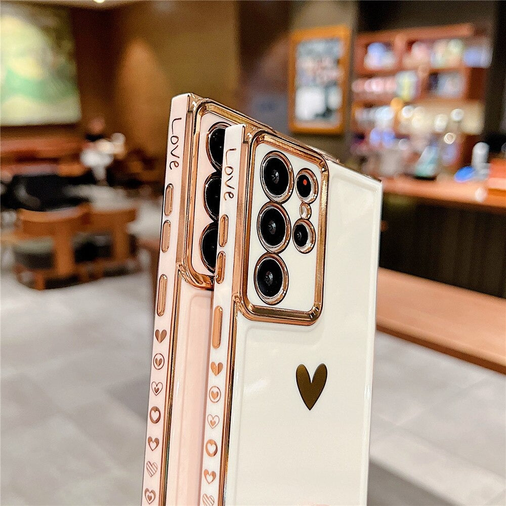 Anymob Samsung Beige Soft Point Edge Silicone Phone Case Love Heart Cover Compatible-Mobile Phone Cases-PEROZ Accessories