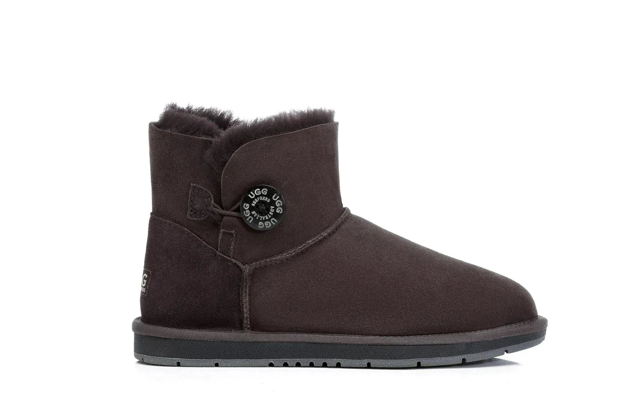 Australian Shepherd Double-Faced Sheepskin UGG Boots Mini Button-Boots-PEROZ Accessories