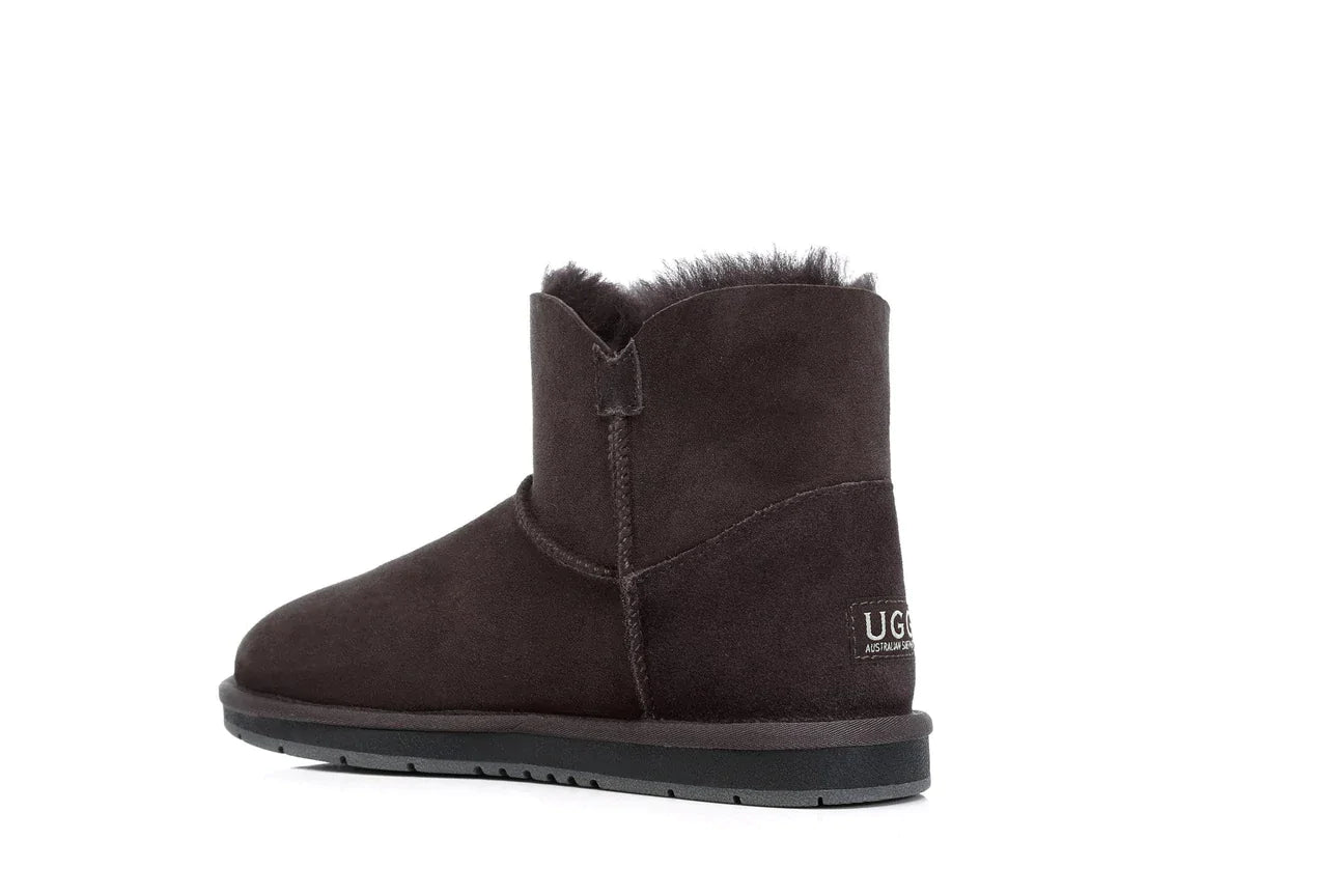 Australian Shepherd Double-Faced Sheepskin UGG Boots Mini Button-Boots-PEROZ Accessories