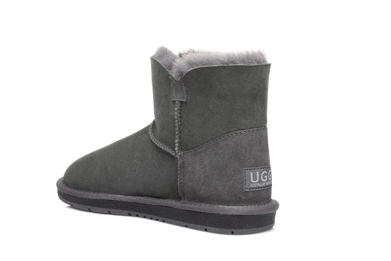 Australian Shepherd Double-Faced Sheepskin UGG Boots Mini Button-Boots-PEROZ Accessories