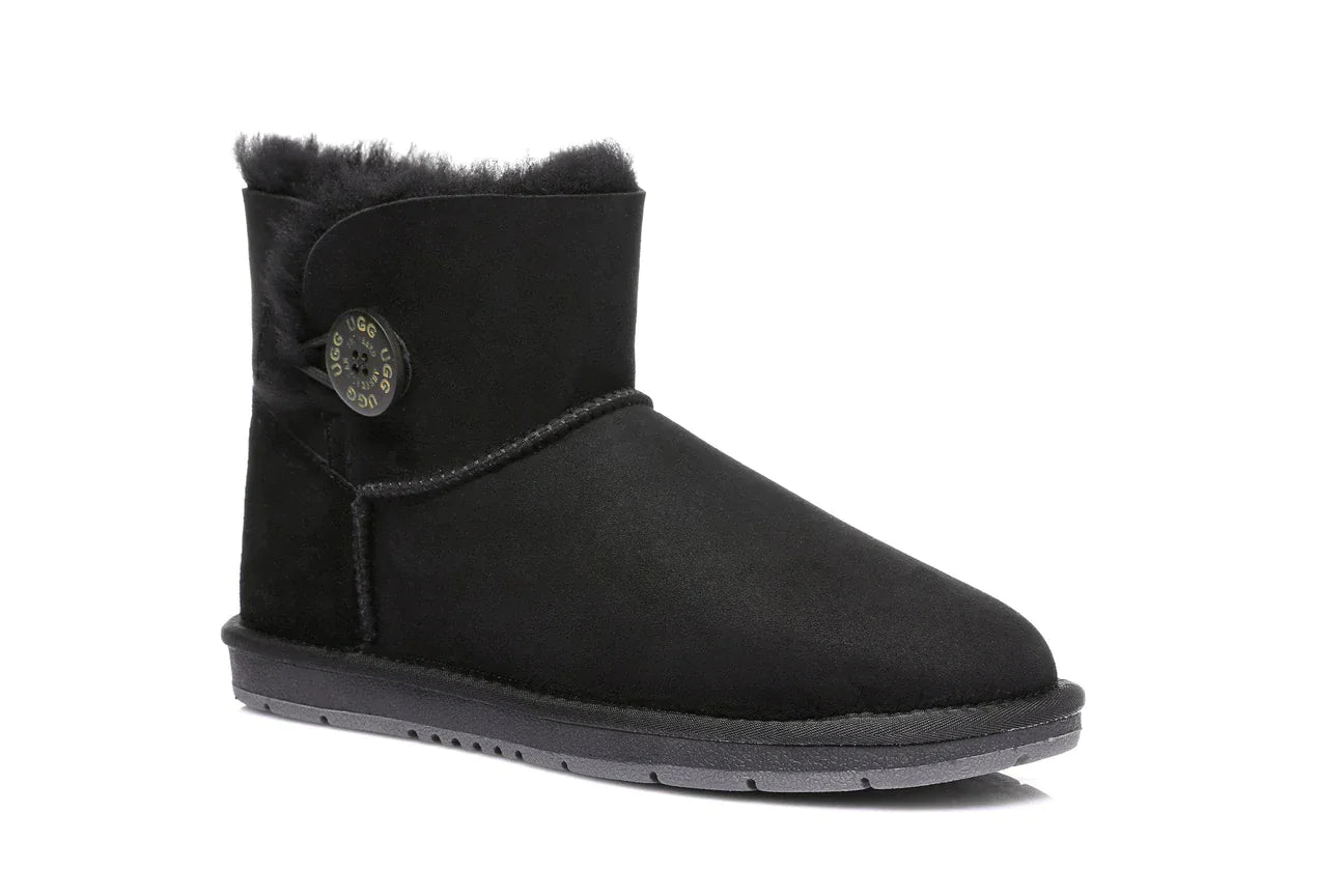 Australian Shepherd Double-Faced Sheepskin UGG Boots Mini Button-Boots-PEROZ Accessories