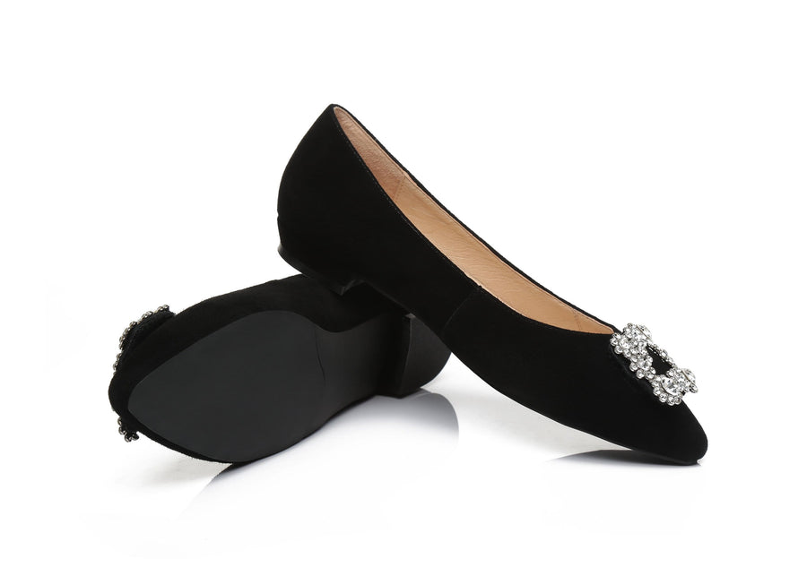 Australian Shepherd AS UGG Women Leather Ballet Flats Isabella-Boots-PEROZ Accessories