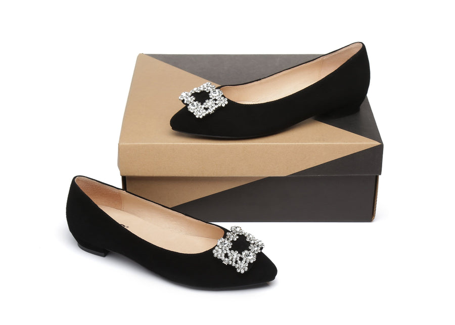 Australian Shepherd AS UGG Women Leather Ballet Flats Isabella-Boots-PEROZ Accessories