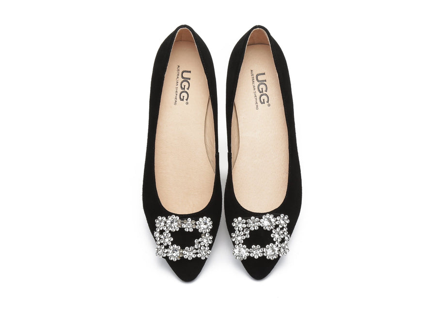 Australian Shepherd AS UGG Women Leather Ballet Flats Isabella-Boots-PEROZ Accessories