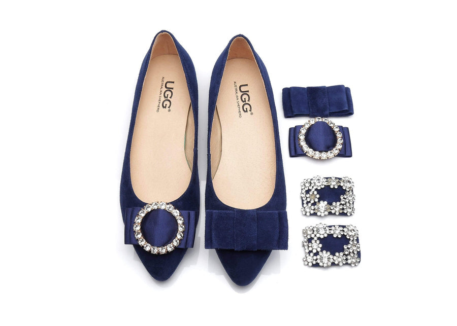 Australian Shepherd AS UGG Women Leather Ballet Flats Isabella-Boots-PEROZ Accessories