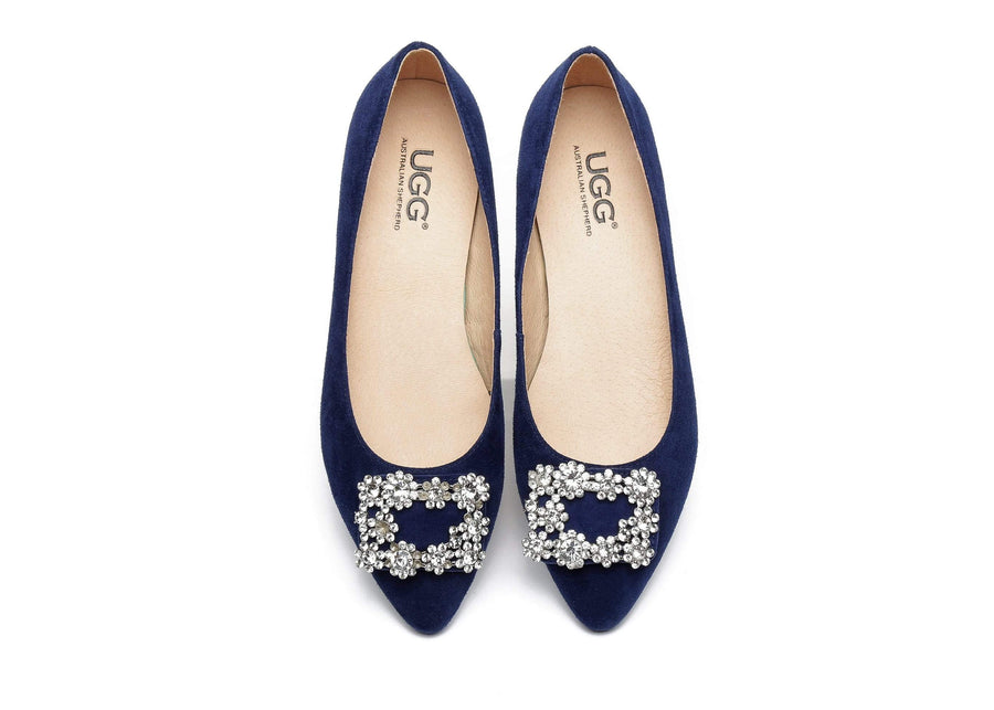 Australian Shepherd AS UGG Women Leather Ballet Flats Isabella-Boots-PEROZ Accessories