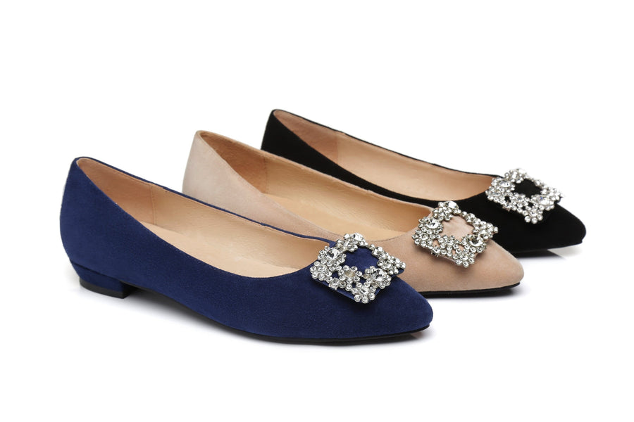 Australian Shepherd AS UGG Women Leather Ballet Flats Isabella-Boots-PEROZ Accessories