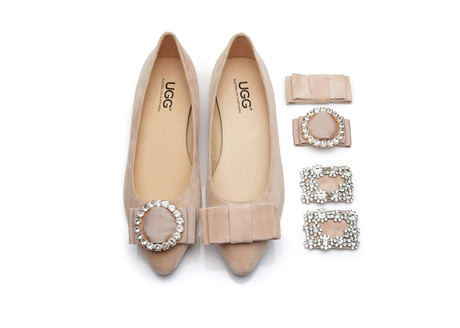 Australian Shepherd AS UGG Women Leather Ballet Flats Isabella-Boots-PEROZ Accessories