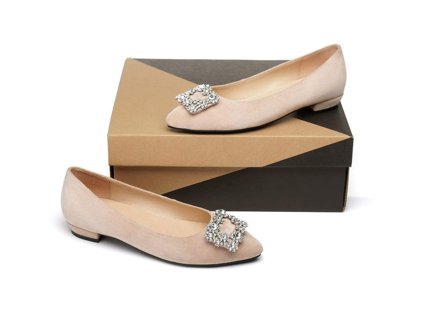 Australian Shepherd AS UGG Women Leather Ballet Flats Isabella-Boots-PEROZ Accessories