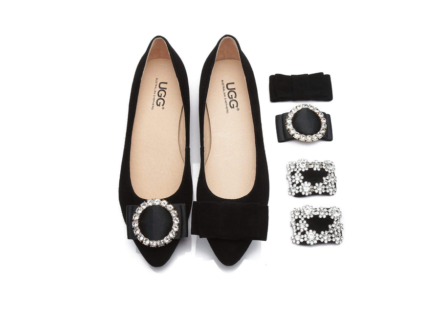 Australian Shepherd AS UGG Women Leather Ballet Flats Isabella-Boots-PEROZ Accessories