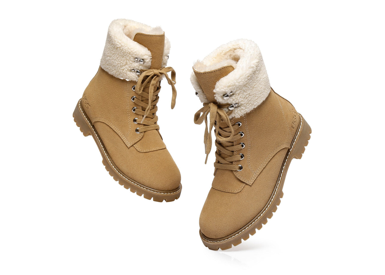 Australian Shepherd UGG Women Sheepskin Wool Fashion Chunky Boots Mina Water Resistant-Boots-PEROZ Accessories