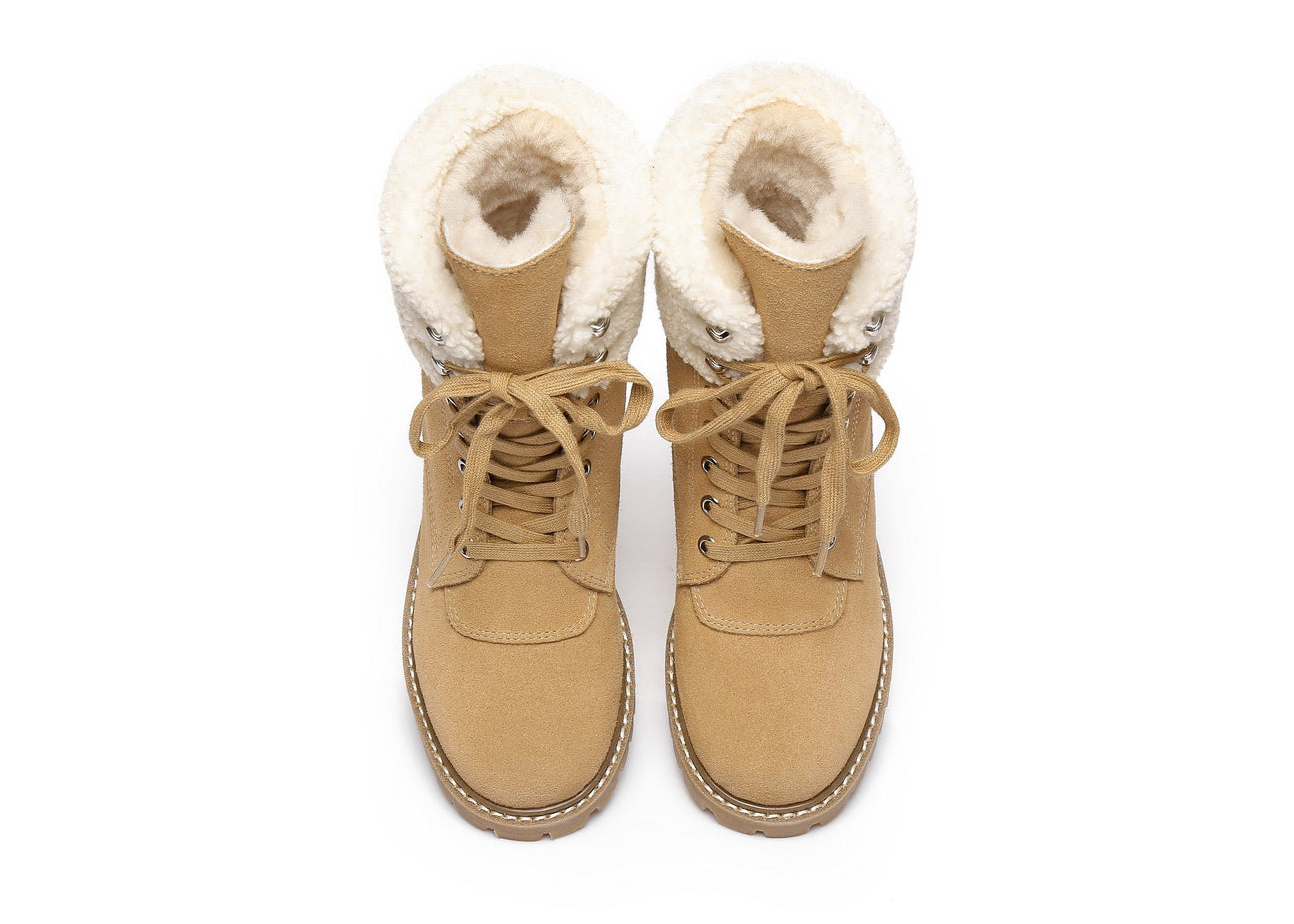 Australian Shepherd UGG Women Sheepskin Wool Fashion Chunky Boots Mina Water Resistant-Boots-PEROZ Accessories
