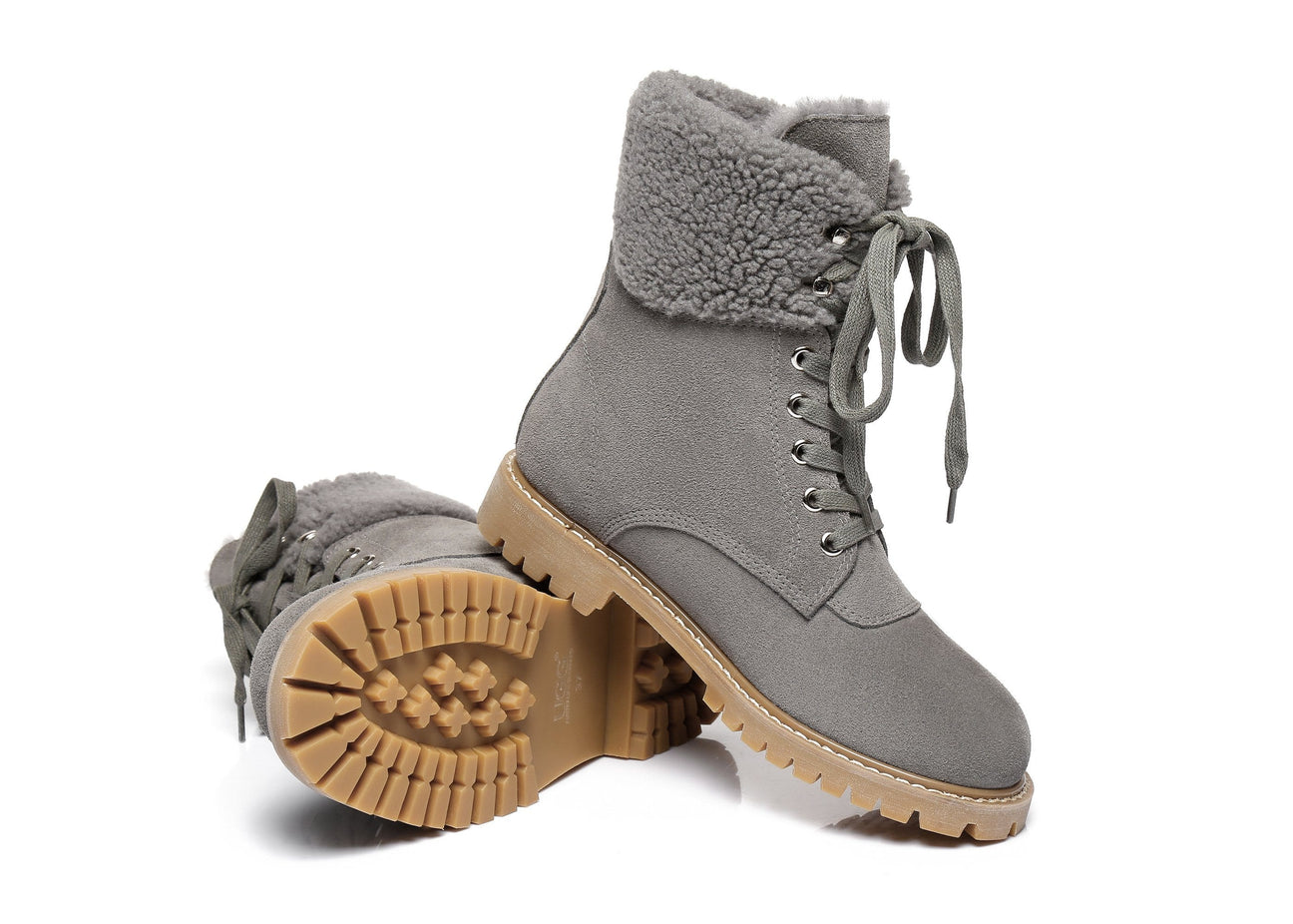 Australian Shepherd UGG Women Sheepskin Wool Fashion Chunky Boots Mina Water Resistant-Boots-PEROZ Accessories