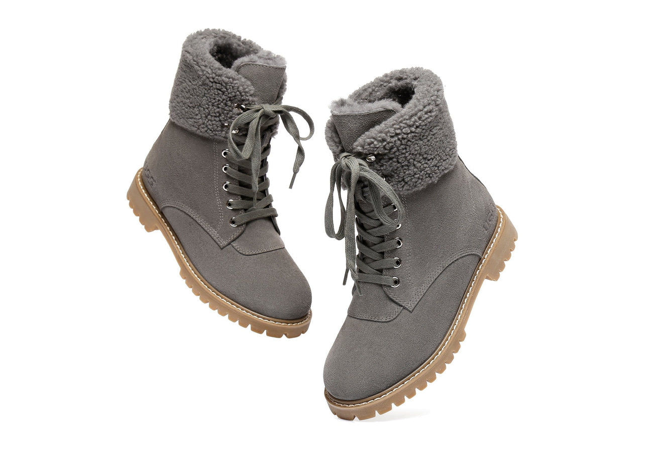 Australian Shepherd UGG Women Sheepskin Wool Fashion Chunky Boots Mina Water Resistant-Boots-PEROZ Accessories