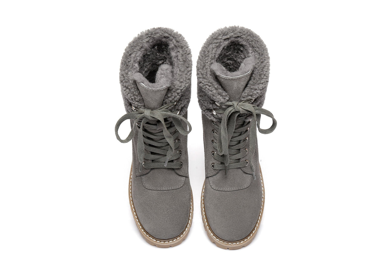 Australian Shepherd UGG Women Sheepskin Wool Fashion Chunky Boots Mina Water Resistant-Boots-PEROZ Accessories