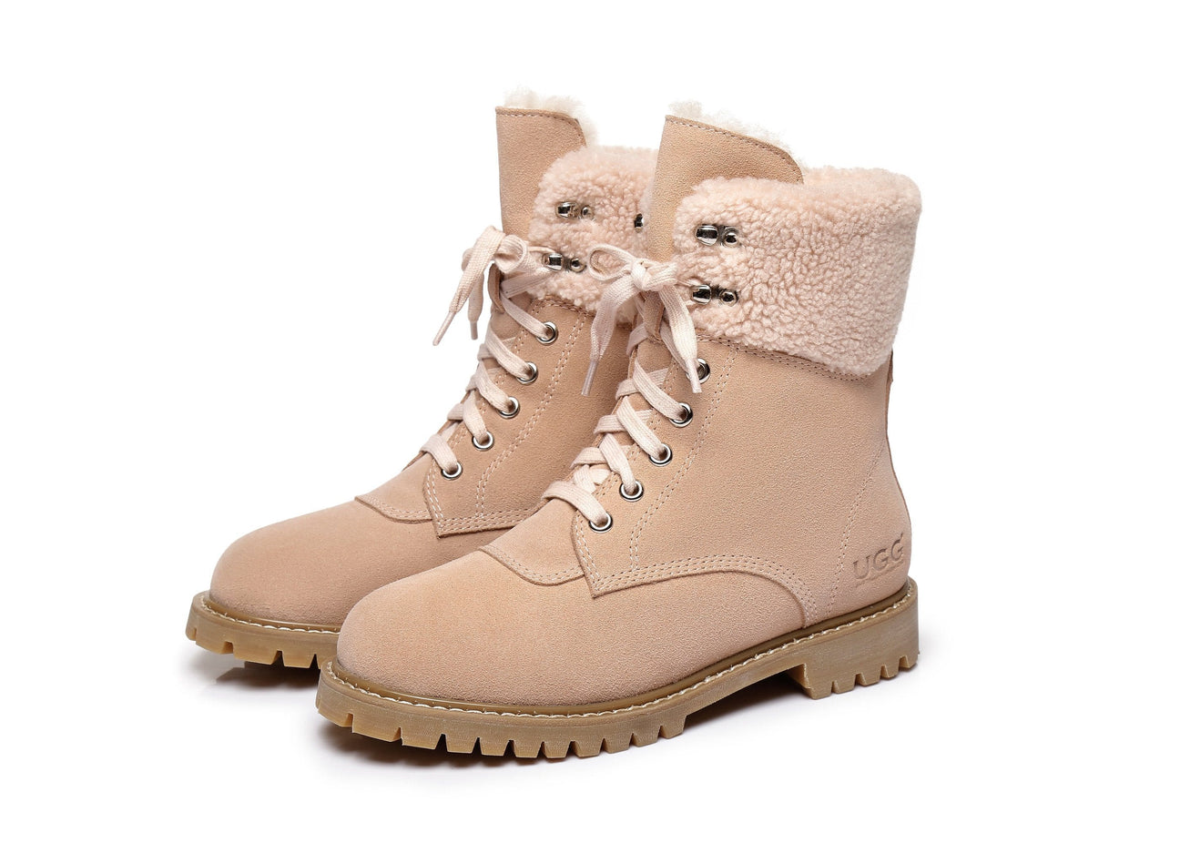 Australian Shepherd UGG Women Sheepskin Wool Fashion Chunky Boots Mina Water Resistant-Boots-PEROZ Accessories