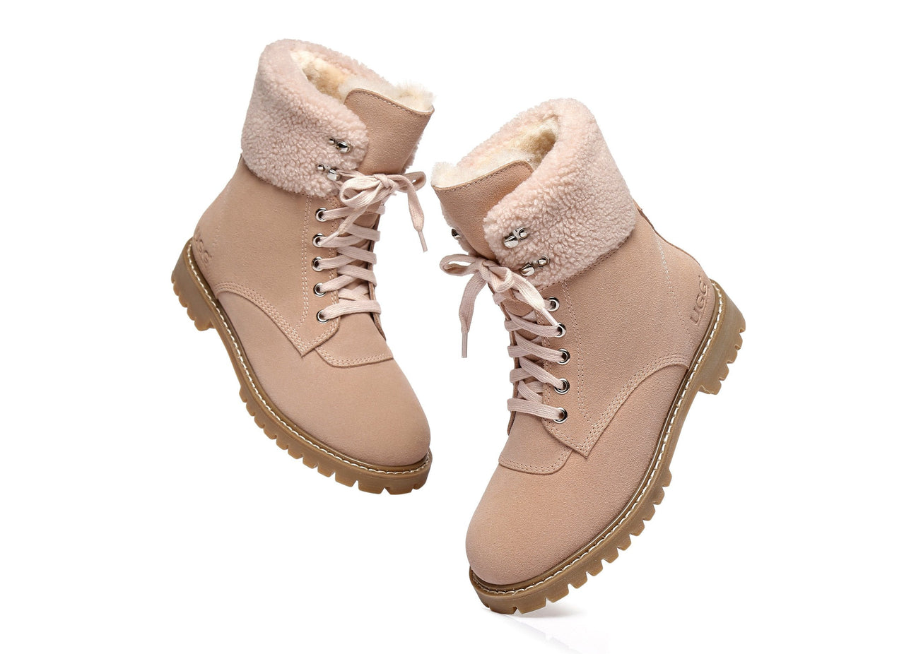 Australian Shepherd UGG Women Sheepskin Wool Fashion Chunky Boots Mina Water Resistant-Boots-PEROZ Accessories