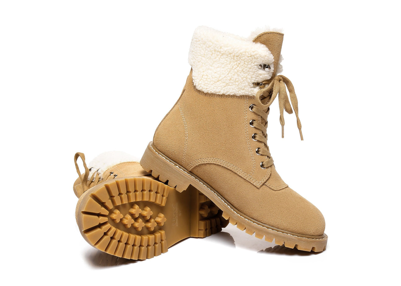 Australian Shepherd UGG Women Sheepskin Wool Fashion Chunky Boots Mina Water Resistant-Boots-PEROZ Accessories