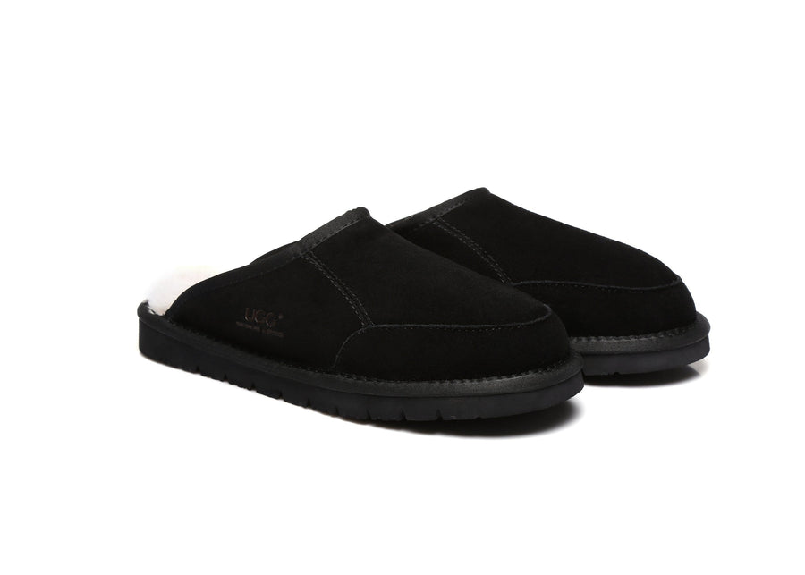 Australian Shepherd Sheepskin Panel Scuff Men UGG Slippers Bred-Slippers-PEROZ Accessories
