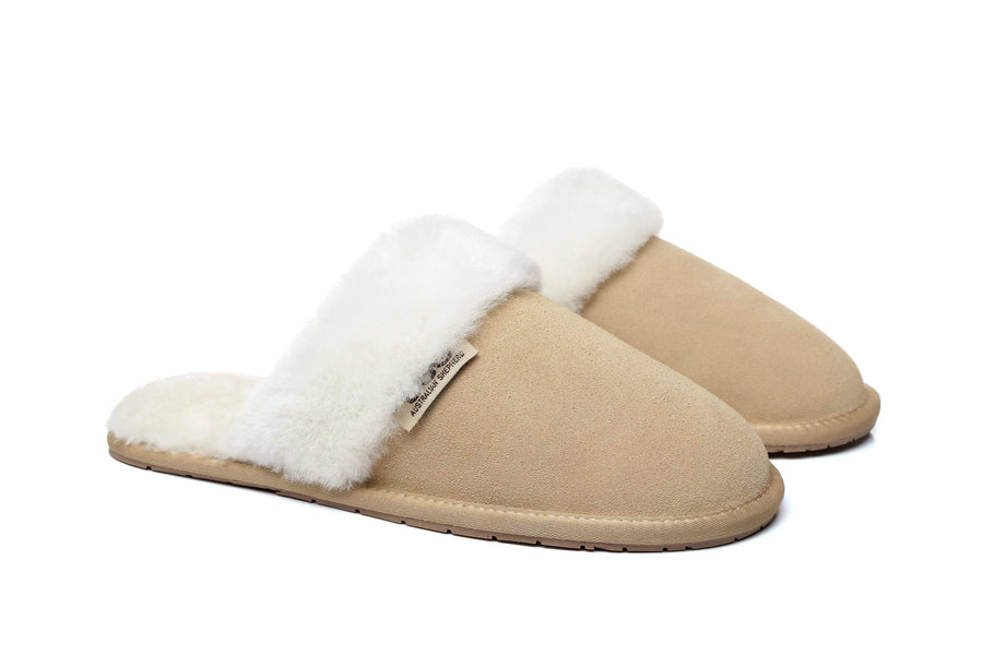 Australian Shepherd Cow Suede Upper Wool Lining UGG Slipper Lassie Water Resistant-Slippers-PEROZ Accessories