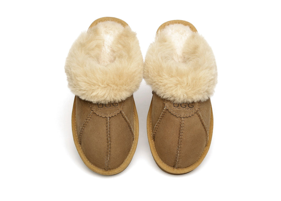Australian Shepherd Double-Faced Sheepskin Unisex UGG Slippers Robert Water Resistant-Slippers-PEROZ Accessories