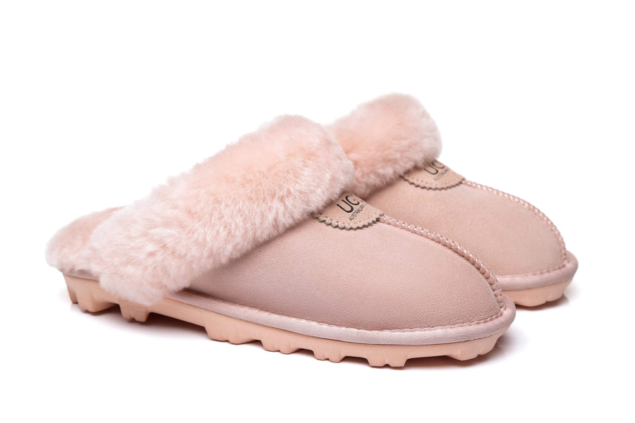Australian Shepherd Double-Faced Sheepskin UGG Unisex Slippers Waffle Scuff Water Resistant-Slippers-PEROZ Accessories