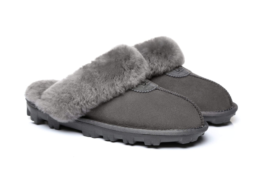 Australian Shepherd Double-Faced Sheepskin UGG Unisex Slippers Waffle Scuff Water Resistant-Slippers-PEROZ Accessories